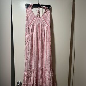 Free People Red Halter Stripped Midi Dress